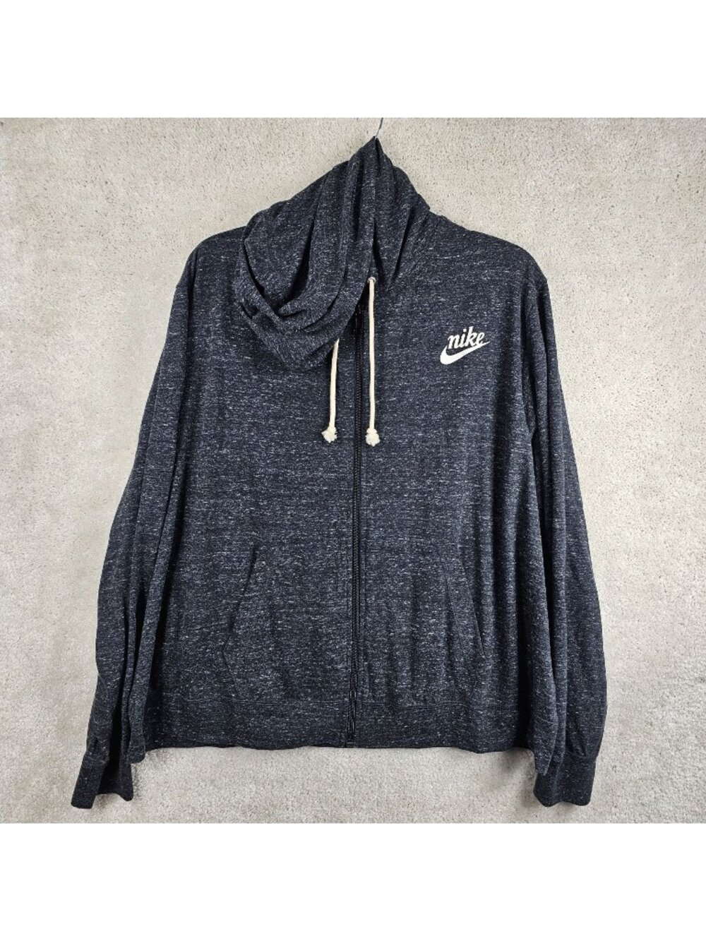Nike Hoodie Crop Zip Size 2X Womans Gray Marbled Pockets Athleisure